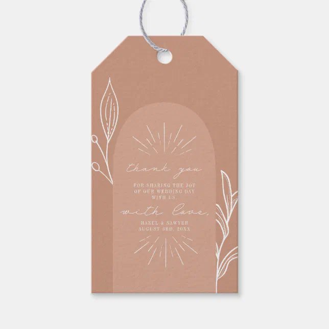 Arch Botanical Terracotta Wedding Thank You Gift Tags | Zazzle