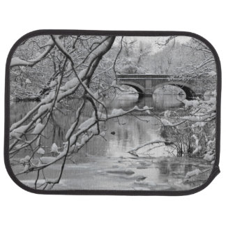 Arch Bridge over Frozen River in Winter Car Floor Mat
