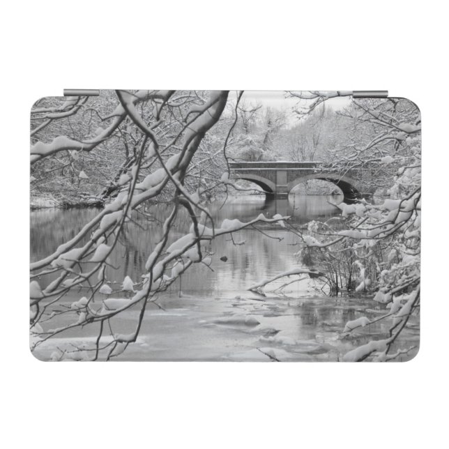 Arch Bridge over Frozen River in Winter iPad Mini Cover (Horizontal)