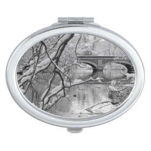 Arch Bridge over Frozen River in Winter Makeup Mirror