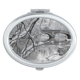 Arch Bridge over Frozen River in Winter Makeup Mirror