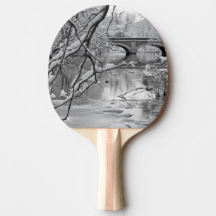 Arch Bridge over Frozen River in Winter Ping Pong Paddle