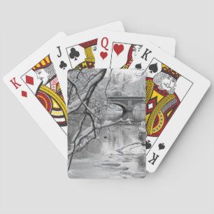 Arch Bridge over Frozen River in Winter Poker Cards