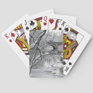 Arch Bridge over Frozen River in Winter Poker Cards