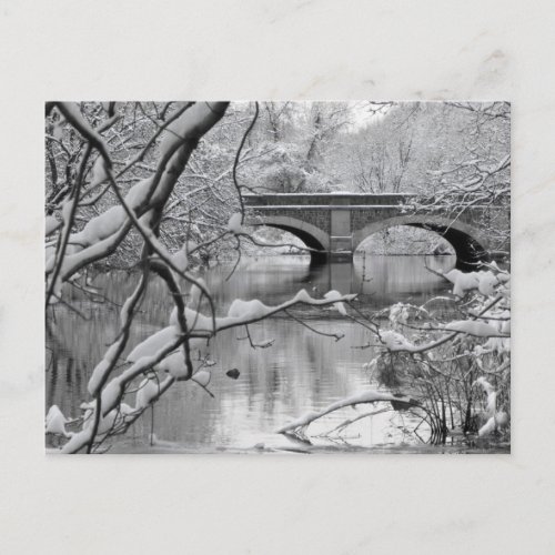 Arch Bridge over Frozen River in Winter Postcard