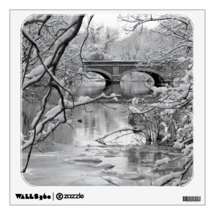 Arch Bridge over Frozen River in Winter Wall Sticker