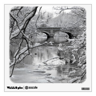 Arch Bridge over Frozen River in Winter Wall Sticker