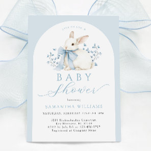 Arch Bunny Blue Floral Baby Shower Invitation