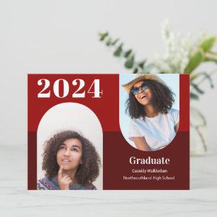 Arch Burgundy Two Photo Graduation Announcement