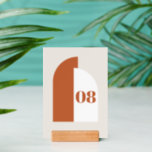 Arch Burnt Orange Table Numbers with Wooden Stand