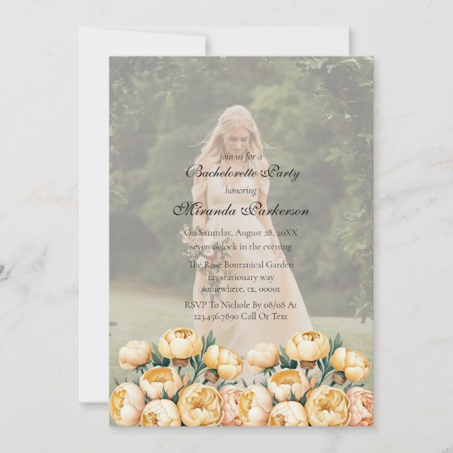 Arch Butter-Yellow Photo Bachelorette Party Invitation (Front)