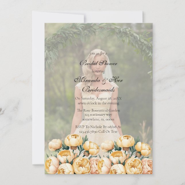 Arch Butter-Yellow Photo Bridal Shower Invitation (Front)