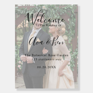 Arch Butter-Yellow Rose Photo Wedding Welcome Sign