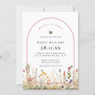 Arch Butterfly Wildflower Bridal Shower Invitation