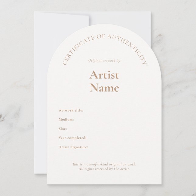 Arch Certificate of Authenticity Art Template (Front)