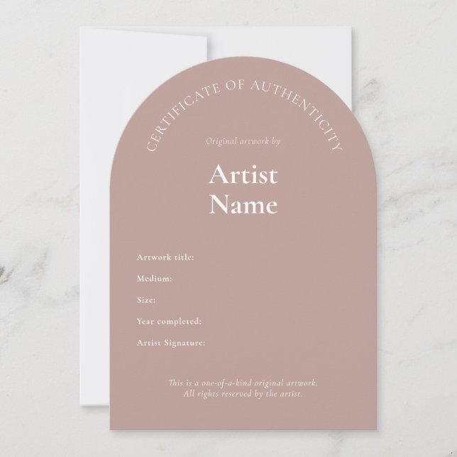 Arch Certificate of Authenticity Art Template (Front)
