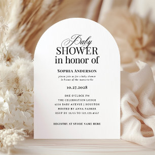 Arch   Classic Luxe Black and White Baby Shower Invitation