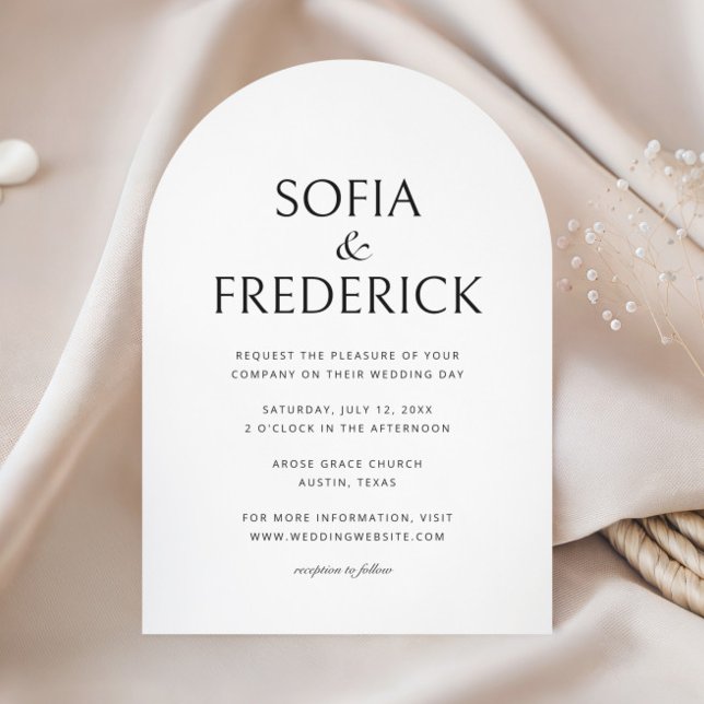 Arch Classic Photo Script Black and White Wedding Invitation (Creator Uploaded)
