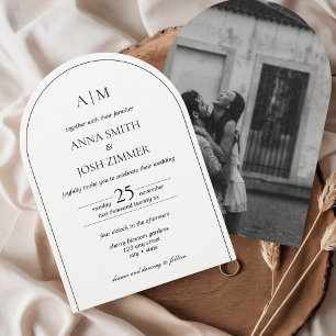 Arch Classy Elegant B & W Minimalist Chic Wedding Invitation