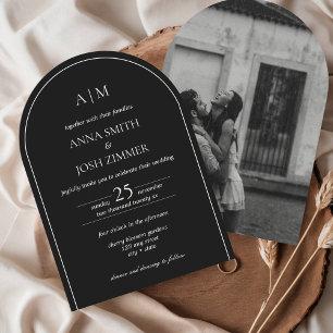 Arch Classy Elegant Simple Minimal Black Wedding Invitation
