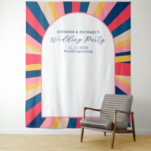 Arch Colorful Geometric Sunset Tapestry