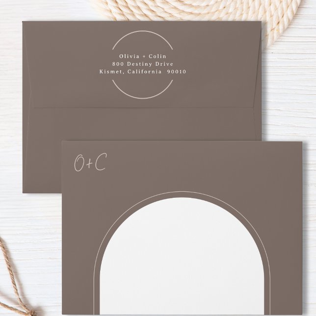 Arch Custom Return Address Initials Taupe Wedding Envelope (Arch Custom Return Address Initials Taupe Wedding Envelope)