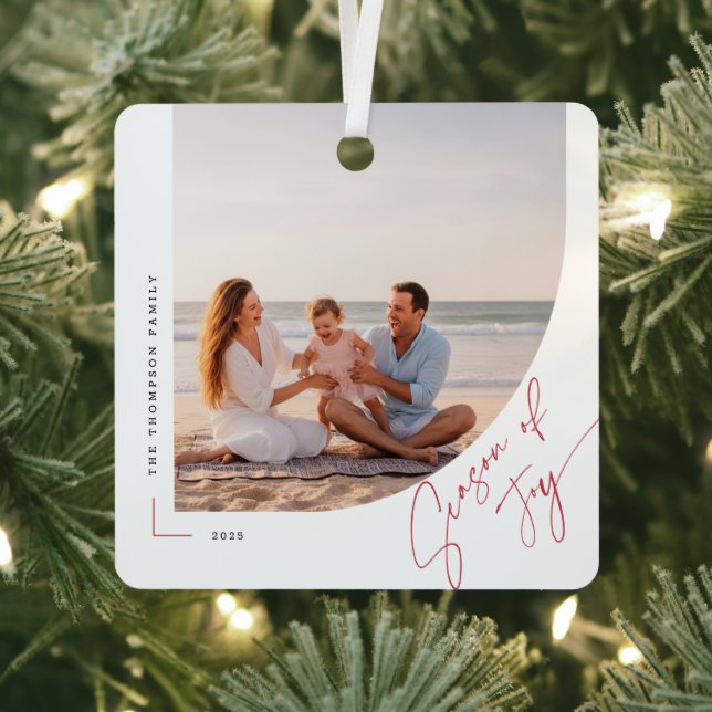 Arch Double Sided Family Beach Photo Christmas Metal Ornament (Insitu)