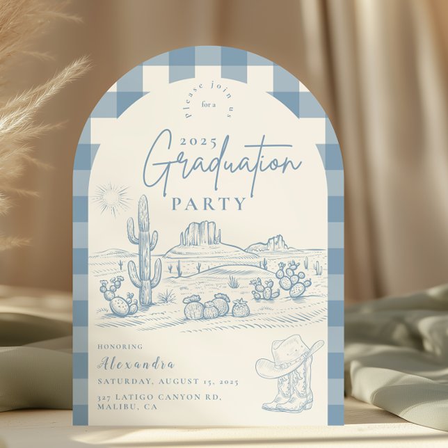 Arch Dusty Blue Western Cowgirl Graduation Invitation (Creator Uploaded)