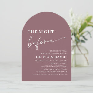 Arch Dusty Purple Night Before Rehearsal Dinner Invitation