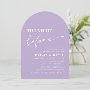 Arch Dusty Purple Night Before Rehearsal Dinner Invitation