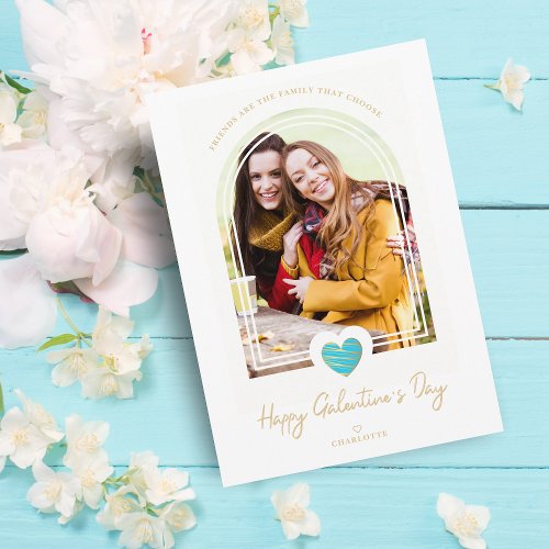 Arch Effect Blue Heart Friends Happy Galentine Card