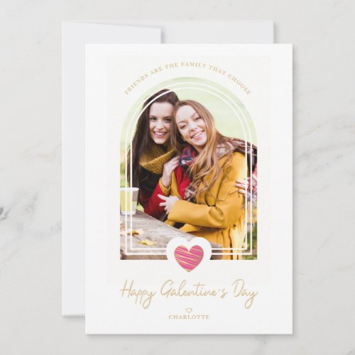 Arch Effect Pink Heart Friends Happy Galentines  Card