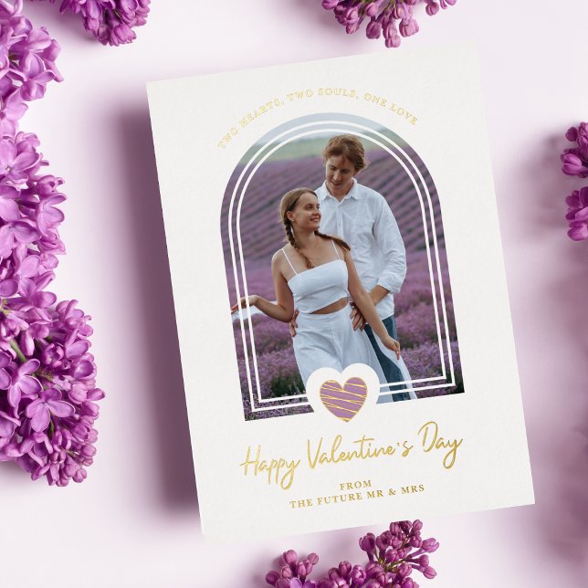 Arch Effect Purple Heart Happy Valentine's Day Foil Invitation (Creator Uploaded)