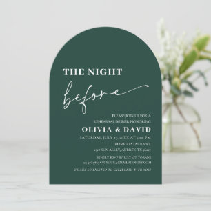 Arch Emerald Green Night Before Rehearsal Dinner Invitation