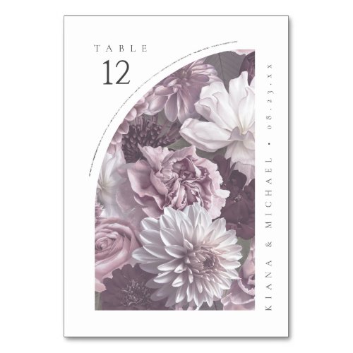 Arch Floral Photo or Your Photo Mauve ID967 Table Number