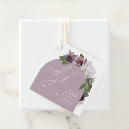 Arch Floral Photo Thank You Mauve ID967 Favor Tags