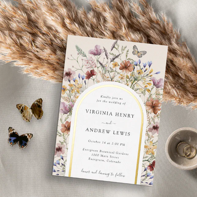 Arch Floral Wedding Invitation Foil Invitation | Zazzle