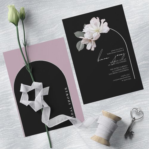 Arch Florals Bridal Shower Black Mauve ID967 Invitation