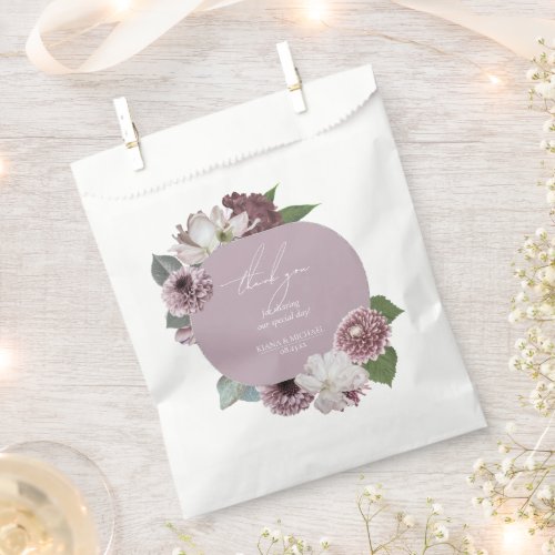 Arch Florals Thank You Mauve ID967 Favor Bag