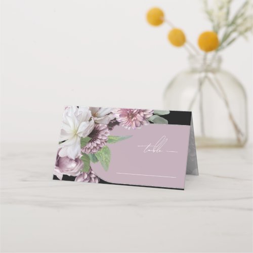 Arch Florals Wedding MauveBlk ID967  Place Card