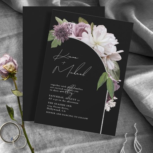 Arch Florals Wedding Mauve ID967 Invitation