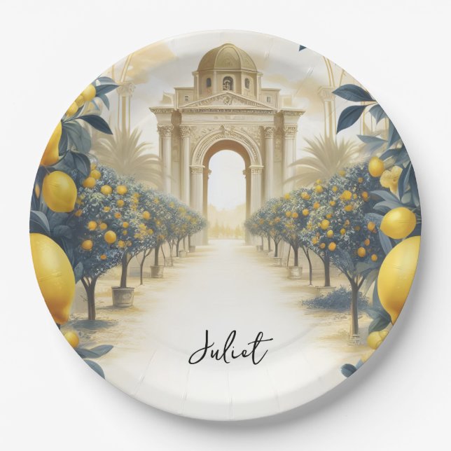 Arch Food Fun Fruit Lime Lemon Bridal Shower Paper Plates (Front)