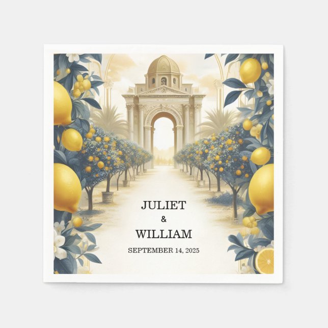 Arch Food Fun Fruit Lime Lemon Military Wedding Napkins (Front)
