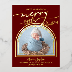 Arch Frame Birth Announcement Foil Postcard