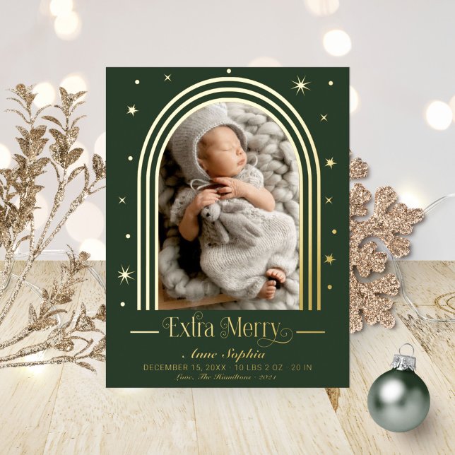 Arch Frame Birth Announcement  Foil Postcard (Creator Uploaded)