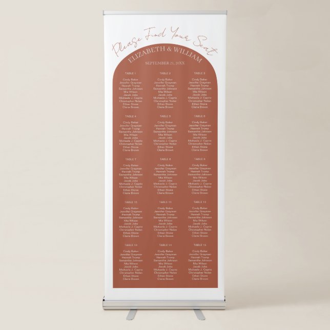  Arch Frame Calligraphy Script Seating Chart Retractable Banner (Front)