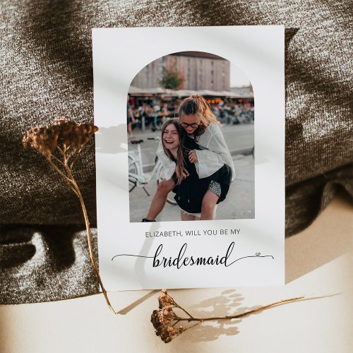 Arch Frame Photo Will You Be My Bridesmaid Card