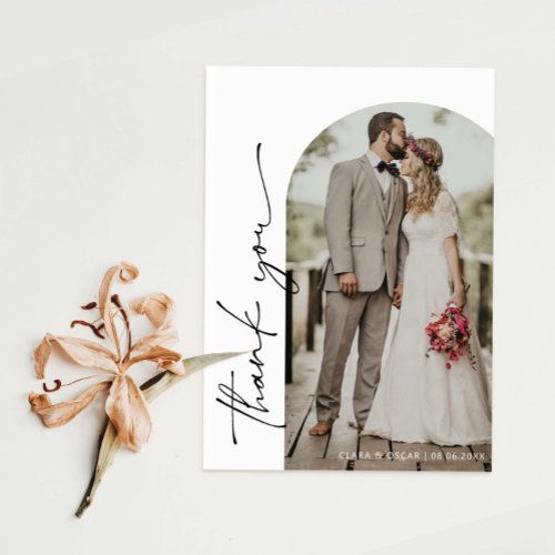 Arch Frame Wedding Photo Thank You Card