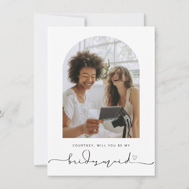 Arch Frame Will You be my Bridesmaid Proposal Card (Front)