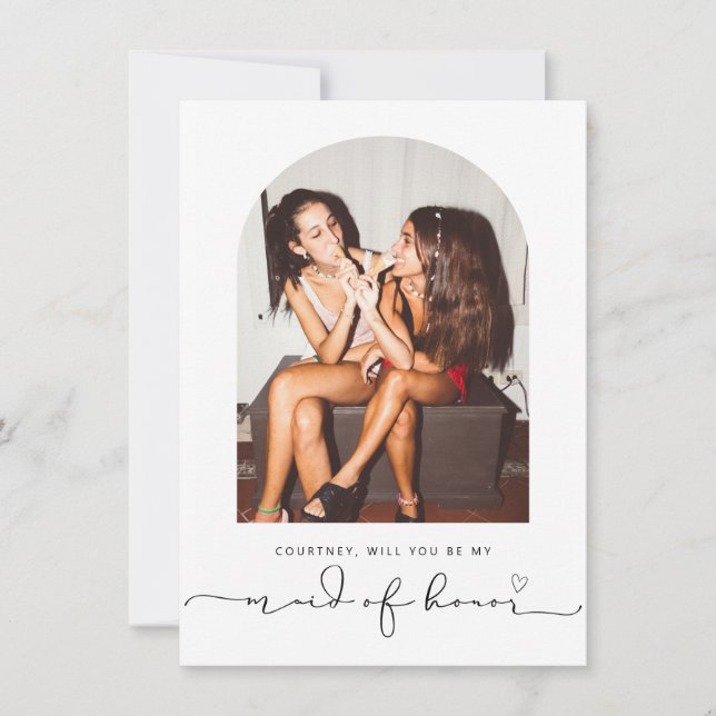 Arch frame will you be my maid of honor card (Front)